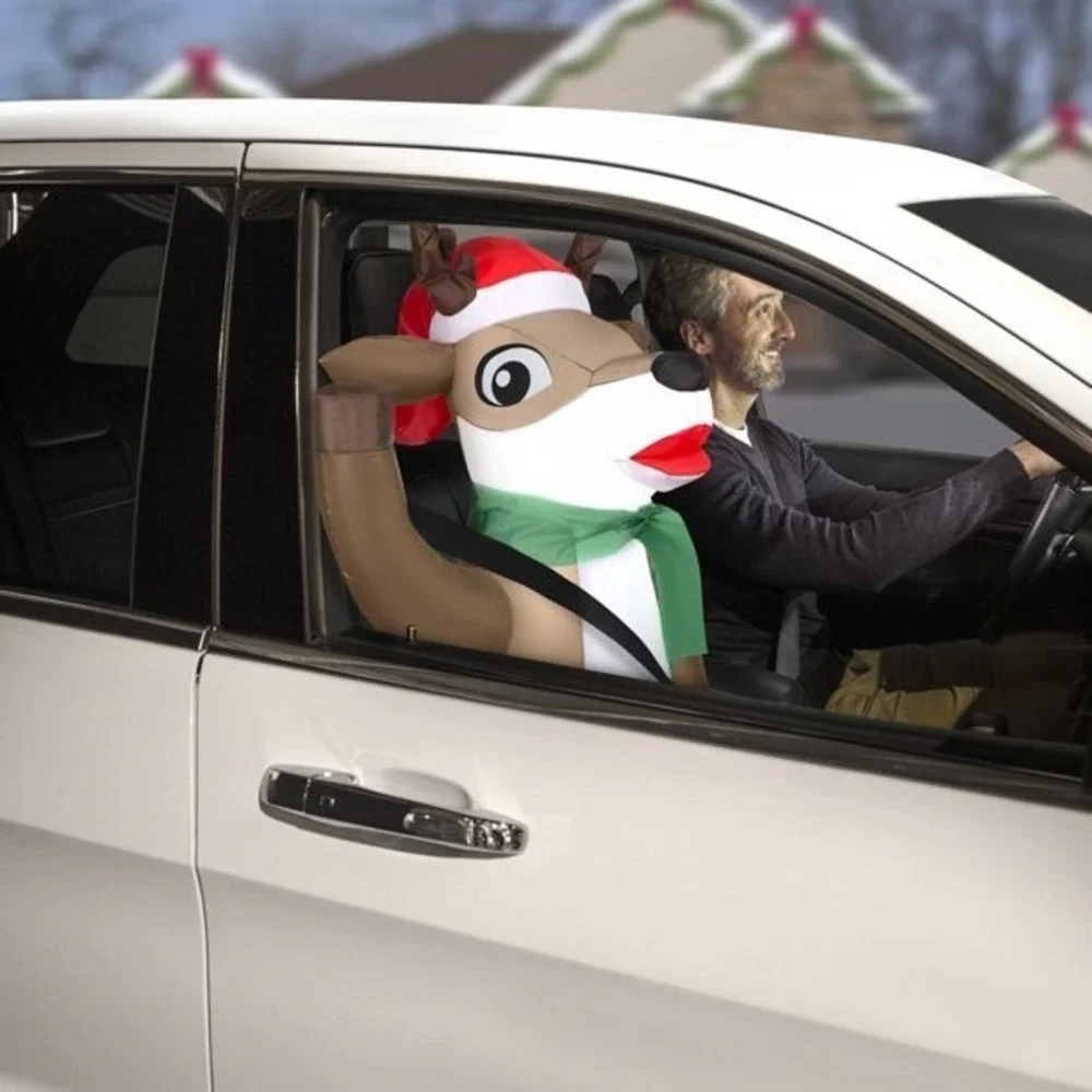 Gemmy Airblown Inflatable‎ Reindeer Car Buddy 3Ft Energy Efficient LED Christmas